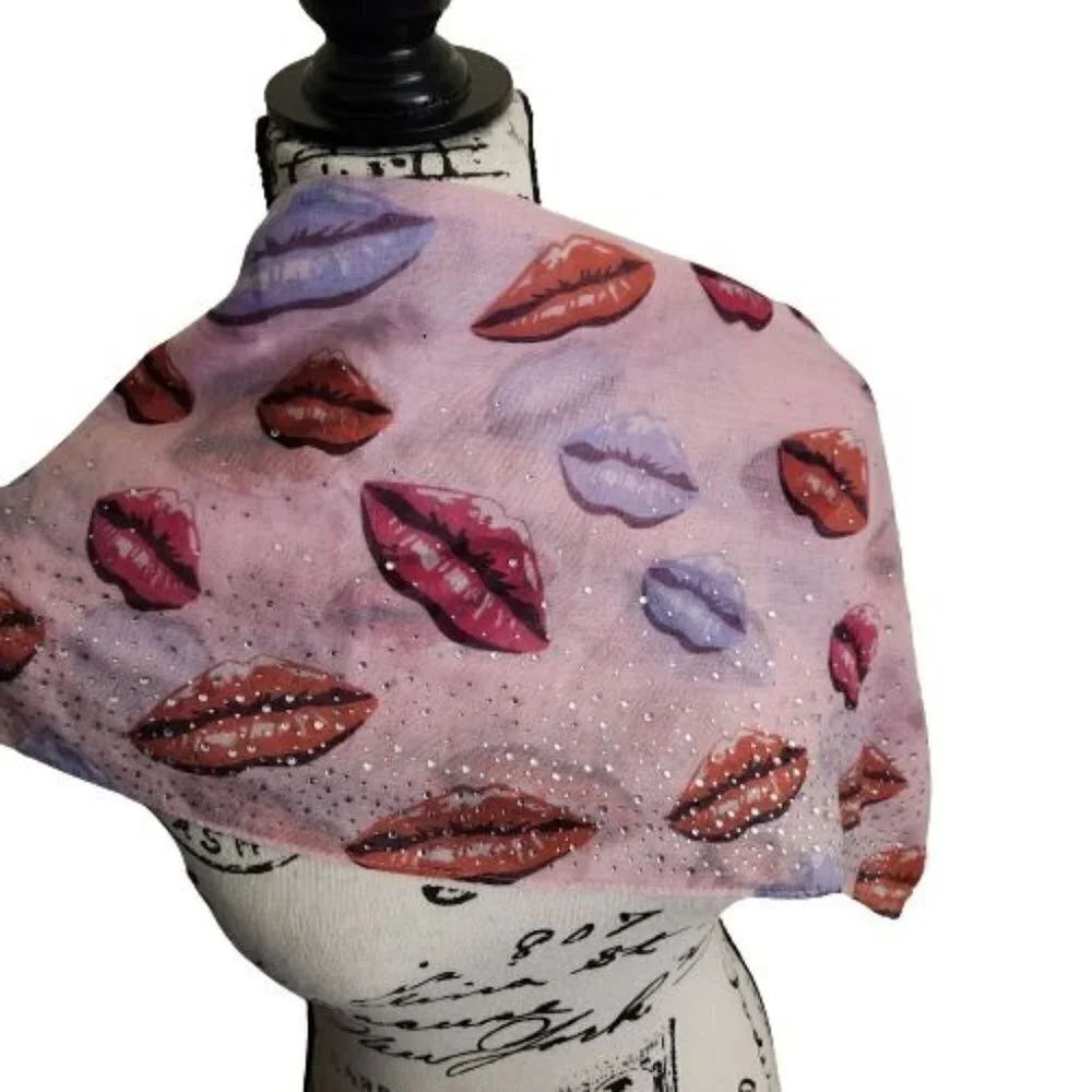 Juicy Couture Y2K Lightweight Lips Rhinestone Scarf 64